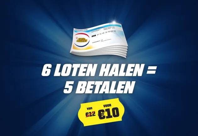 Actie voor Eurojackpot: 6 loten halen voor de prijs van 5, kosten van €12 voor €10.